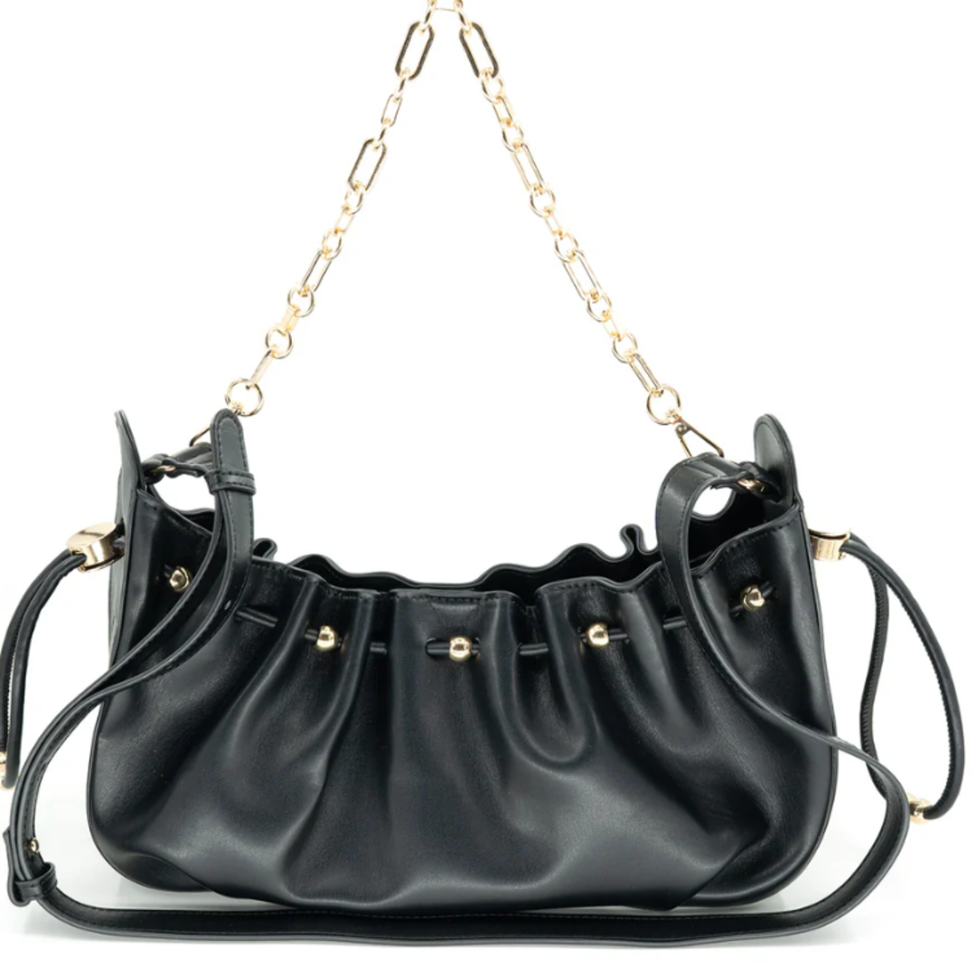 Cartera de Mano Fruncida con Cadena