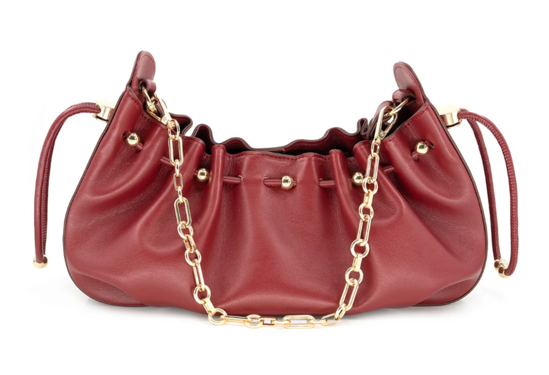 Cartera de Mano Fruncida con Cadena