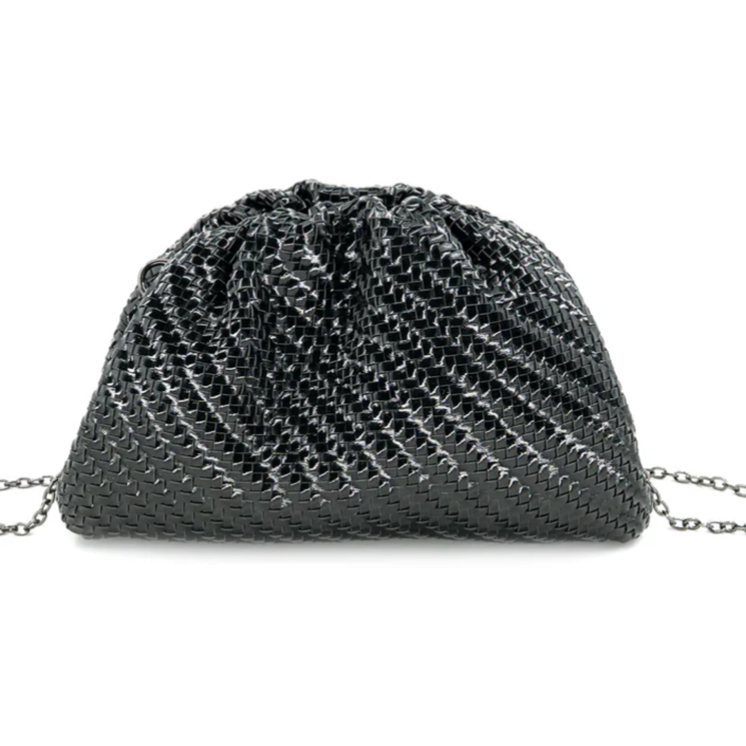 Bolso de Noche Media Luna Tejido Metálico