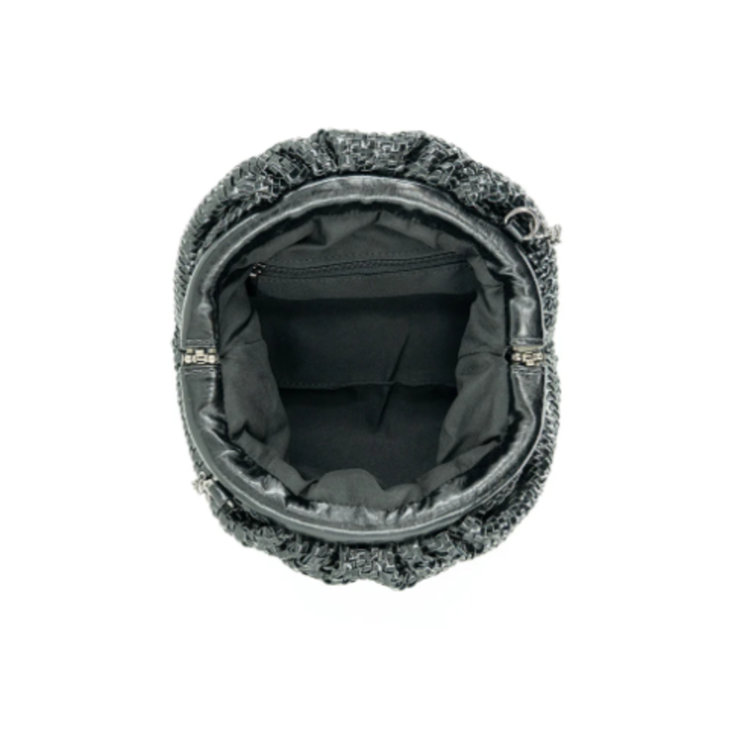 Bolso de Noche Media Luna Tejido Metálico